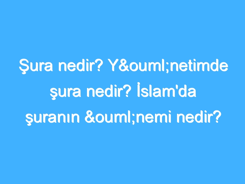 Şura nedir? Yönetimde şura nedir? İslam'da şuranın önemi nedir?