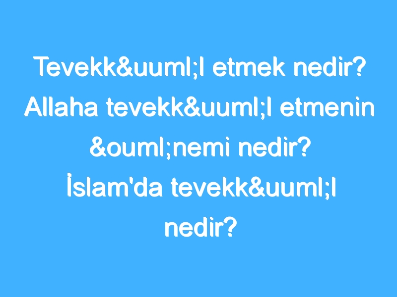 Tevekkül etmek nedir? Allaha tevekkül etmenin önemi nedir? İslam'da tevekkül nedir?