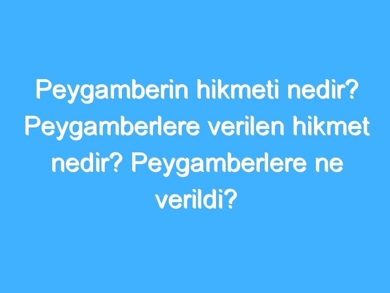 Peygamberin hikmeti nedir? Peygamberlere verilen hikmet nedir? Peygamberlere ne verildi?